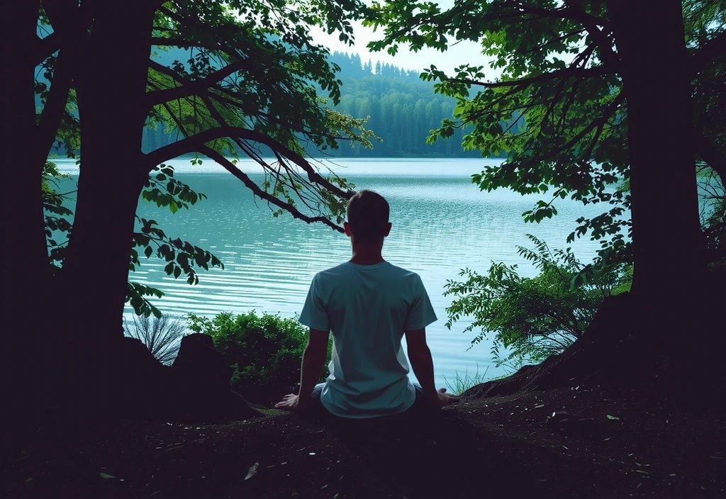 O persoană meditând în natură