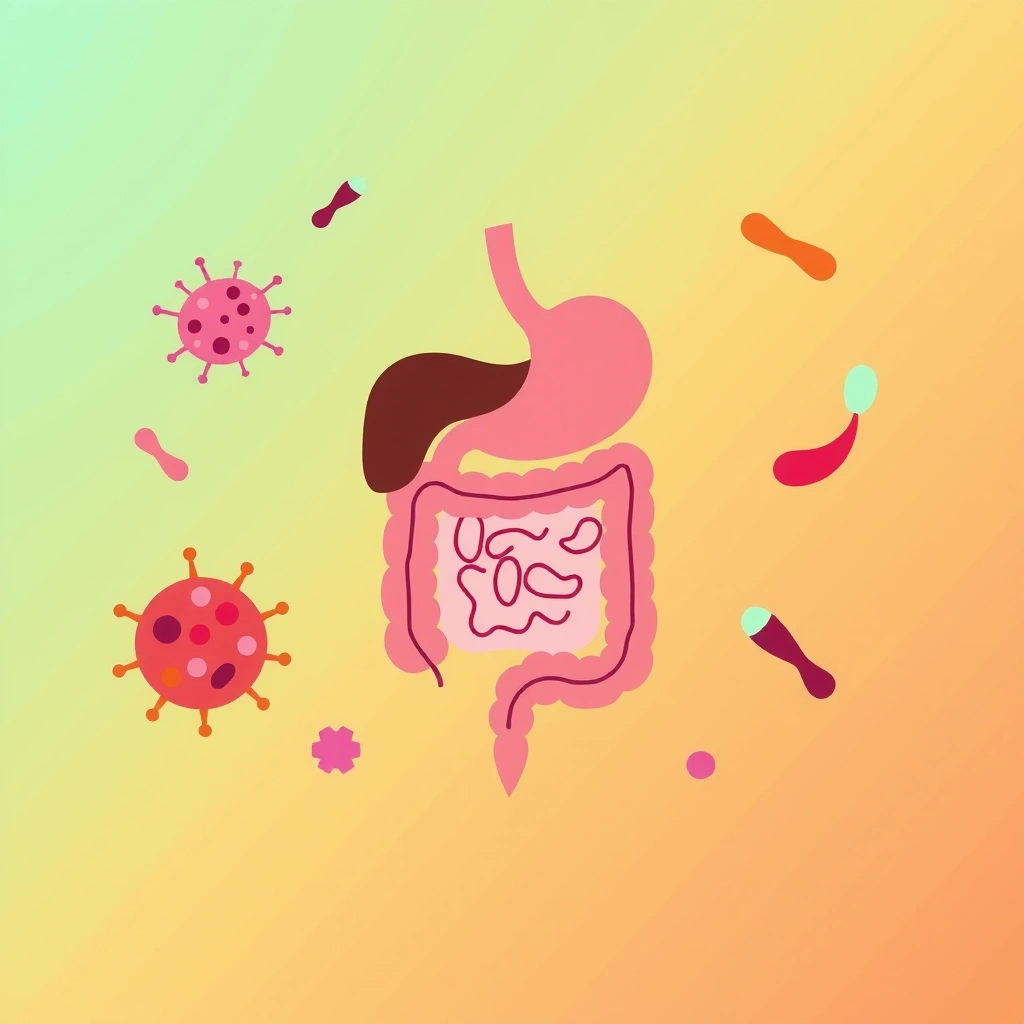 Ilustrație cu simboluri de sănătate digestivă